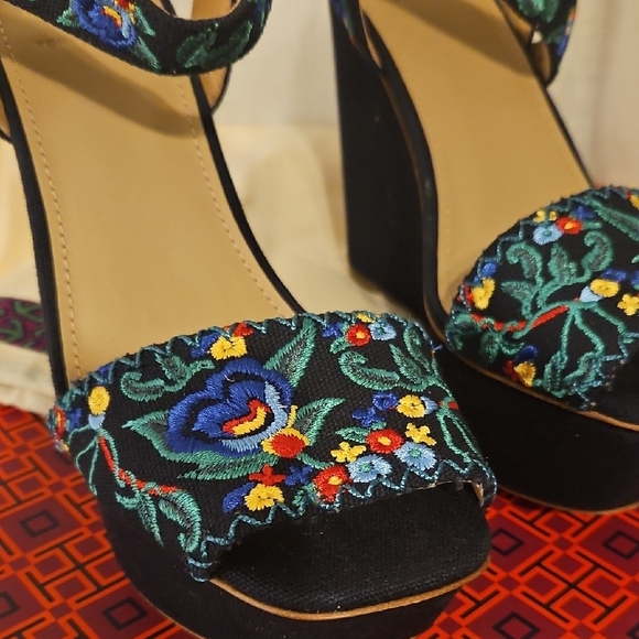 Tory Burch Multicolor Floral Wedges - Picture 3 of 5